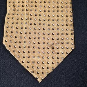 Dimoggio Tie Men's Gold Silk Patterned Handmade Necktie